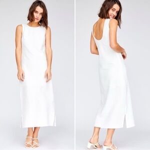 Callahan Knitwear Colette White Dress Textured Backless Midi Maxi Cotton Shift